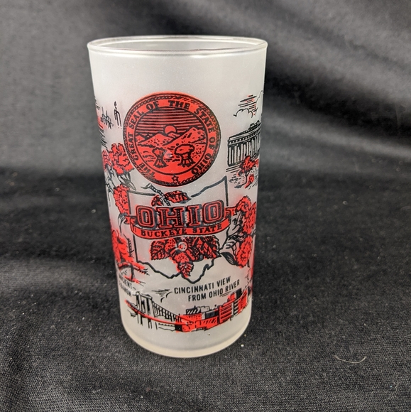 Dining Vintage Federal Glass Frosted Ohio Souvenir Glass Tumbler